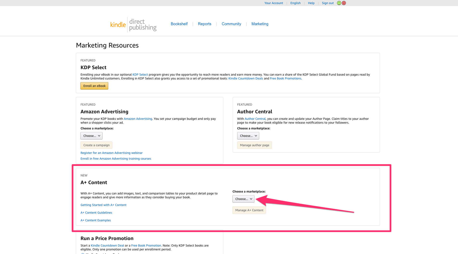 How to create Amazon A+ Content step 1