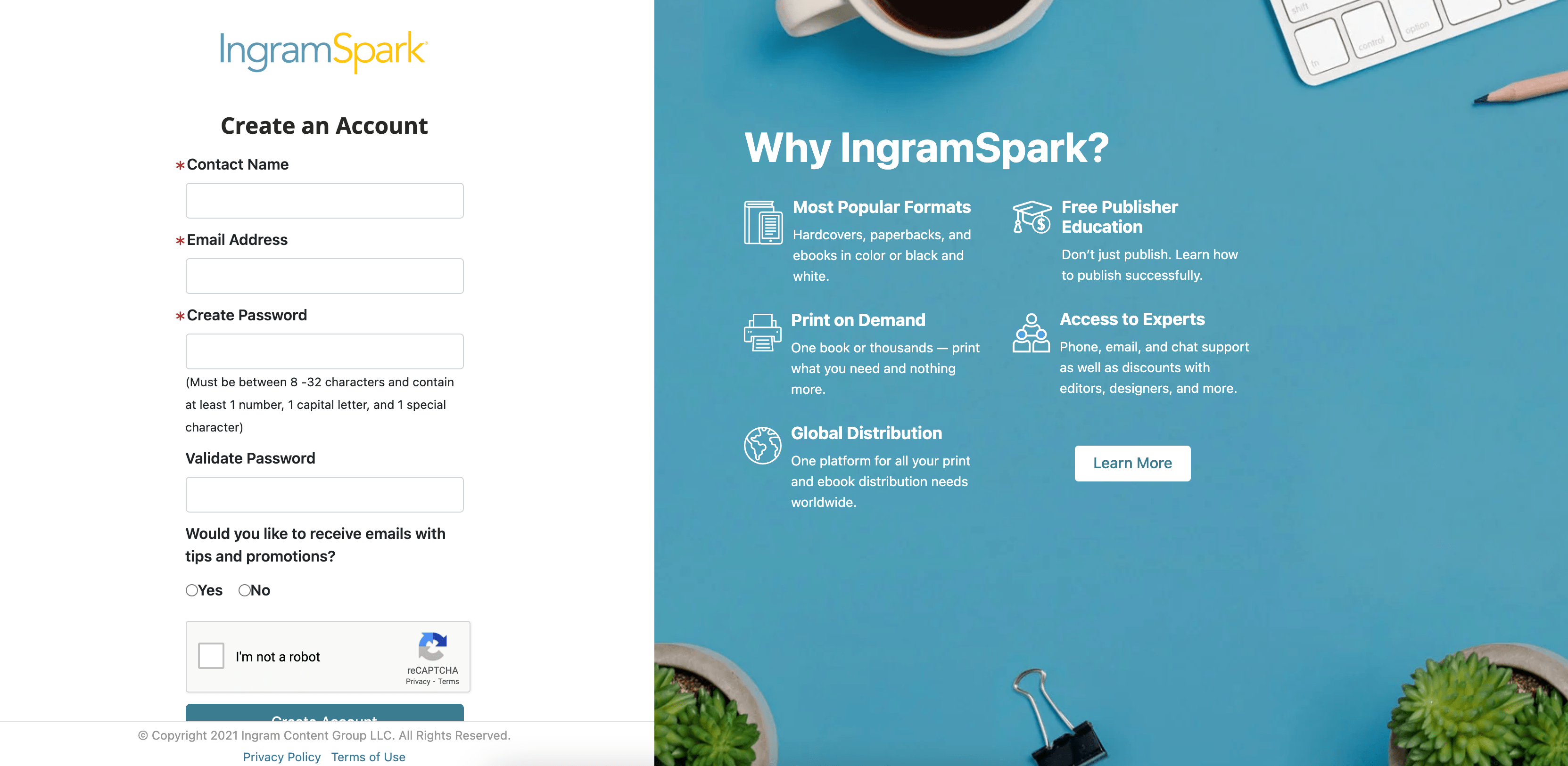 Create an account with IngramSpark