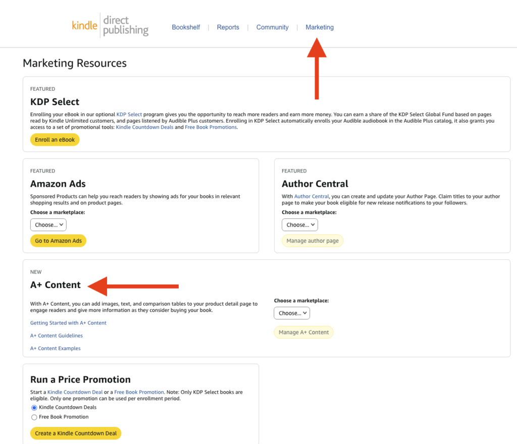 How to find Amazon A+ modules in KDP