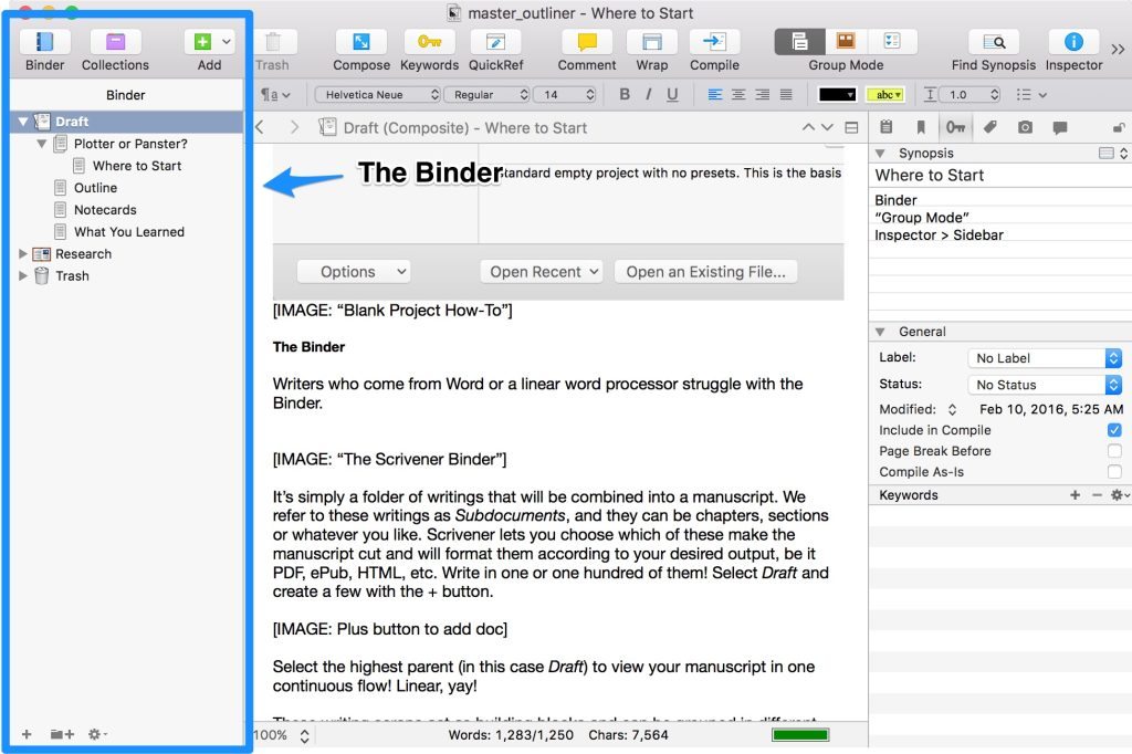 Scrivener Binder