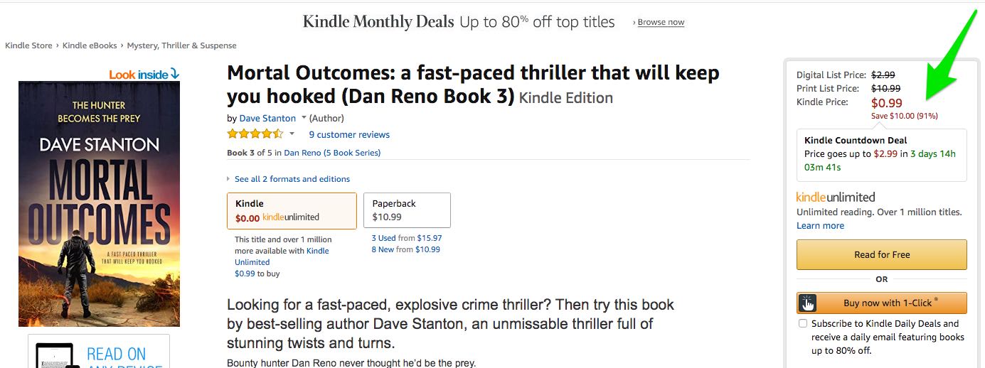 Kindle Countdown Deal example